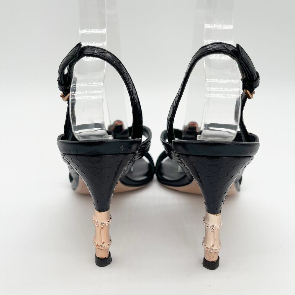 Gucci 2004 Tom Ford Black Python Snakeskin Serpent Head Bamboo Heel Sandals US 6 - Picture 12 of 15